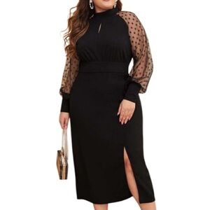 SHEIN • Black • PolkaDot • Lace Sleeve Dress